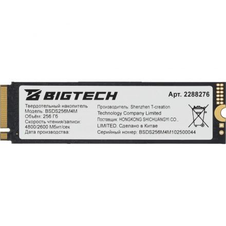 SSD накопитель BigTech M.2 PCIex4 gen4 256Gb, R/W 4800/2600Мб/с(BSDS256M4M)