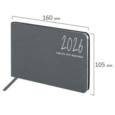 Еженедельник датированный 2026 МАЛЫЙ ФОРМАТ 105х160 мм, А6, BRAUBERG "Blaze", фольга, серый, 117218 Еженедельник датированный 2026 МАЛЫЙ ФОРМАТ 105х160 мм, А6, BRAUBERG "Blaze", фольга, серый, 117218