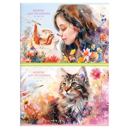 Альбом для рисования 20л., А4, на скрепке BG "Акварельная гармония" Альбом для рисования 20л., А4, на скрепке BG "Акварельная гармония"