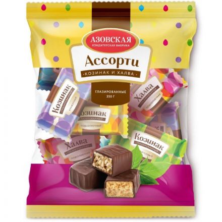 Козинак и халва Азовская КФ Ассорти глазированные, 350г Козинак и халва Азовская КФ Ассорти глазированные, 350г