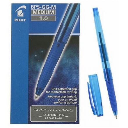 Ручка шариковая с грипом PILOT Super Grip G, СИНЯЯ, узел 1 мм, линия 0,27 мм, BPS-GG-M L Ручка шариковая с грипом PILOT Super Grip G, СИНЯЯ, узел 1 мм, линия 0,27 мм, BPS-GG-M L