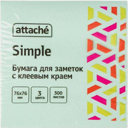 Стикеры Attache Simple куб 76х76, пастель 3 цвета 300 л