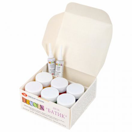 Краски по ткани акриловые "Декола" "Батик по шелку", НАБОР 6 цветов по 50 мл + резерв 2 тубы по 18 мл, Невская Палитра, 4441448