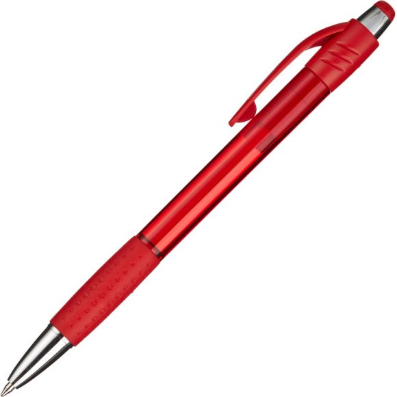 Ручка шариковая автоматическая Attache Happy синяя (красный корпус, толщина линии 0.5 мм)