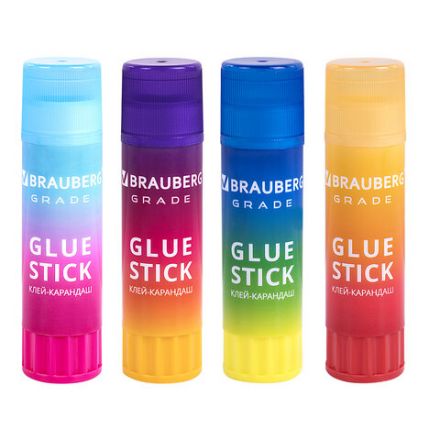 Клей-карандаш в градиентном корпусе BRAUBERG "Grade", 21 г, PVP-основа, ассорти, 271247 Клей-карандаш в градиентном корпусе BRAUBERG "Grade", 21 г, PVP-основа, ассорти, 271247