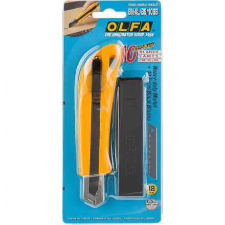Нож OLFA 18 мм с выдвижным лезвием, 10 шт лезвий в комп. (OL-BN-AL/BB/10BB)