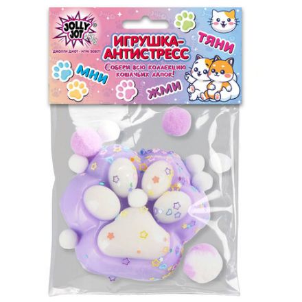 Игрушка-антистресс "ДВУХЦВЕТНАЯ КОШАЧЬЯ ЛАПКА С ПОМПОНАМИ", 7х6 см, ассорти 4 вида, дисплей, JOLLY JOT (ДЖОЛЛИ ДЖОТ), 665768 Игрушка-антистресс "ДВУХЦВЕТНАЯ КОШАЧЬЯ ЛАПКА С ПОМПОНАМИ", 7х6 см, ассорти 4 вида, дисплей, JOLLY JOT (ДЖОЛЛИ ДЖОТ), 665768