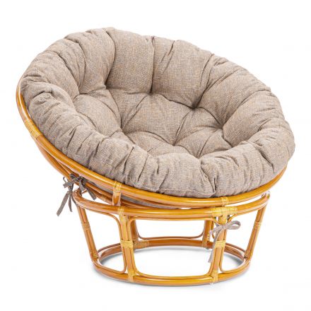 Кресло Папасан/Papasan (23/01 W) /с подушкой и ремешками/ 115х101х104см, медовый, подушка рогожка, меланж Кресло Папасан/Papasan (23/01 W) /с подушкой и ремешками/ 115х101х104см, медовый, подушка рогожка, меланж