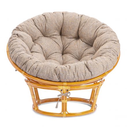 Кресло Папасан/Papasan (23/01 W) /с подушкой и ремешками/ 115х101х104см, медовый, подушка рогожка, меланж Кресло Папасан/Papasan (23/01 W) /с подушкой и ремешками/ 115х101х104см, медовый, подушка рогожка, меланж