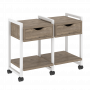 Loft Тумба на колесных опорах наборная. Вариант №1 VR.L-TN-1.K Тиквуд тёмный/Белый металл 970*460*767