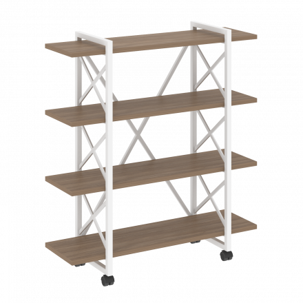 Loft Стеллаж на колесных опорах-4 полки VR.L-MST.K-4.8V Дуб аризона/Белый металл 1200*400*1334