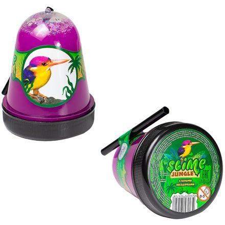Слайм Slime "Jungle. Птичка Зимородок", с белыми звездочками, 130г Слайм Slime "Jungle. Птичка Зимородок", с белыми звездочками, 130г
