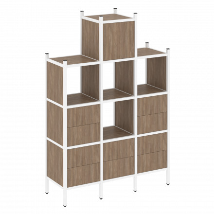Loft Прямой стеллаж наборный VR.L-18 Дуб аризона/Белый металл 1278*446*1869