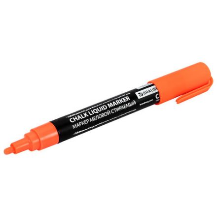 Маркер меловой CHALK LIQUID MARKER, ОРАНЖЕВЫЙ, 3 мм, стираемый, BRAUBERG "CHALK", 152591 Маркер меловой CHALK LIQUID MARKER, ОРАНЖЕВЫЙ, 3 мм, стираемый, BRAUBERG "CHALK", 152591