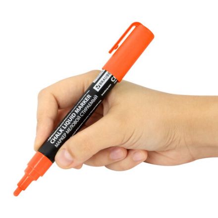 Маркер меловой CHALK LIQUID MARKER, ОРАНЖЕВЫЙ, 3 мм, стираемый, BRAUBERG "CHALK", 152591 Маркер меловой CHALK LIQUID MARKER, ОРАНЖЕВЫЙ, 3 мм, стираемый, BRAUBERG "CHALK", 152591