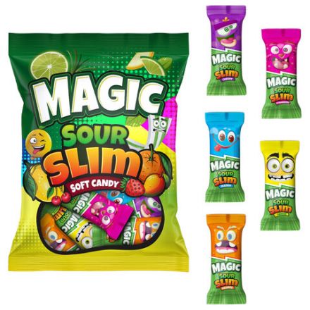 Конфеты жевательные MAGIC SOUR, кислый микс с фруктовыми вкусами 1000 г, ТУРЦИЯ, УТ-00002635