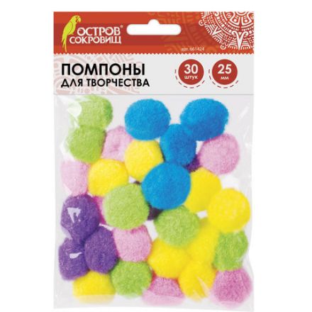 Помпоны для творчества, 5 цветов, 25 мм, 30 шт., ОСТРОВ СОКРОВИЩ, 661424 Помпоны для творчества, 5 цветов, 25 мм, 30 шт., ОСТРОВ СОКРОВИЩ, 661424