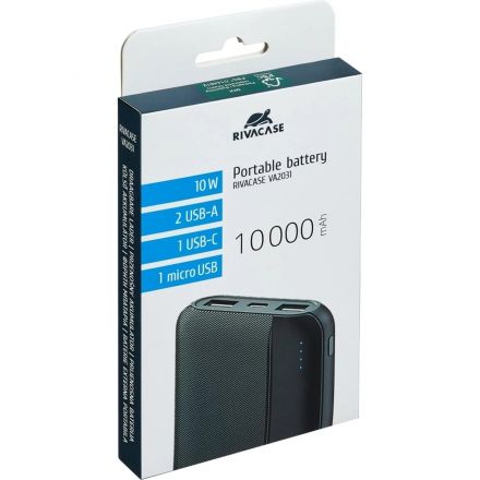 Внешний аккумулятор RIVACASE VA2031 (10000 мАч) Essential , черный Внешний аккумулятор RIVACASE VA2031 (10000 мАч) Essential , черный