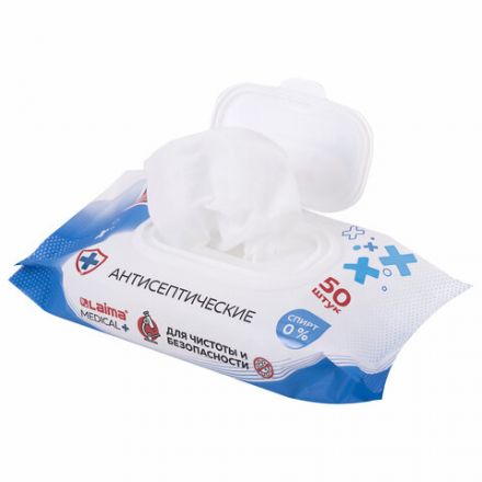 Дезинфицирующие салфетки бесспиртовые, для рук и любых поверхностей, 50 шт., LAIMA MEDICAL, 608764 Дезинфицирующие салфетки бесспиртовые, для рук и любых поверхностей, 50 шт., LAIMA MEDICAL, 608764