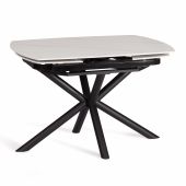 Стол обеденный Winston/Винстон столешница керамика (глянцевая) / опоры металл, белый/черный, (120+30+30)x80x75(+1) см Стол обеденный Winston/Винстон столешница керамика (глянцевая) / опоры металл, белый/черный, (120+30+30)x80x75(+1) см