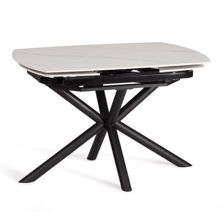 Стол обеденный Winston/Винстон столешница керамика (глянцевая) / опоры металл, белый/черный, (120+30+30)x80x75(+1) см Стол обеденный Winston/Винстон столешница керамика (глянцевая) / опоры металл, белый/черный, (120+30+30)x80x75(+1) см