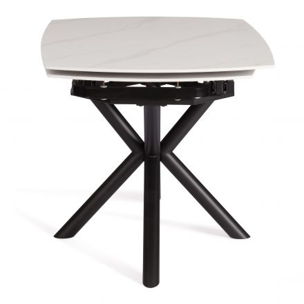 Стол обеденный Winston/Винстон столешница керамика (глянцевая) / опоры металл, белый/черный, (120+30+30)x80x75(+1) см Стол обеденный Winston/Винстон столешница керамика (глянцевая) / опоры металл, белый/черный, (120+30+30)x80x75(+1) см