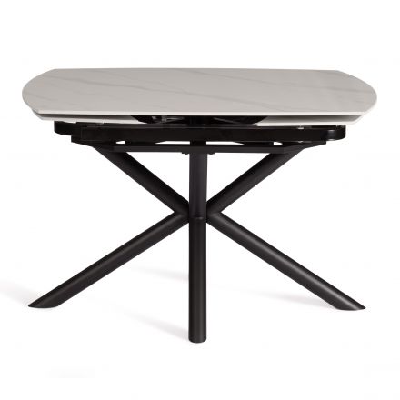 Стол обеденный Winston/Винстон столешница керамика (глянцевая) / опоры металл, белый/черный, (120+30+30)x80x75(+1) см Стол обеденный Winston/Винстон столешница керамика (глянцевая) / опоры металл, белый/черный, (120+30+30)x80x75(+1) см