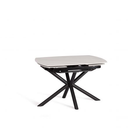 Стол обеденный Winston/Винстон столешница керамика (глянцевая) / опоры металл, белый/черный, (120+30+30)x80x75(+1) см Стол обеденный Winston/Винстон столешница керамика (глянцевая) / опоры металл, белый/черный, (120+30+30)x80x75(+1) см