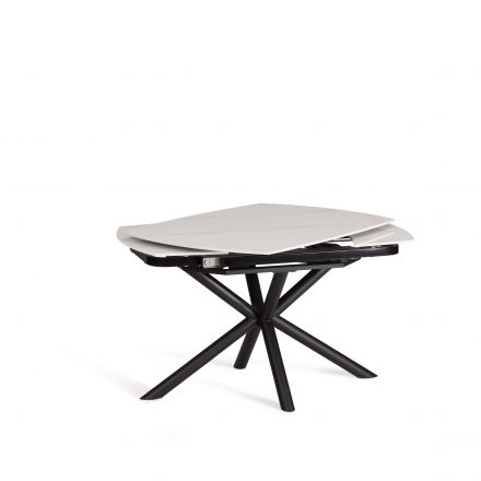Стол обеденный Winston/Винстон столешница керамика (глянцевая) / опоры металл, белый/черный, (120+30+30)x80x75(+1) см Стол обеденный Winston/Винстон столешница керамика (глянцевая) / опоры металл, белый/черный, (120+30+30)x80x75(+1) см