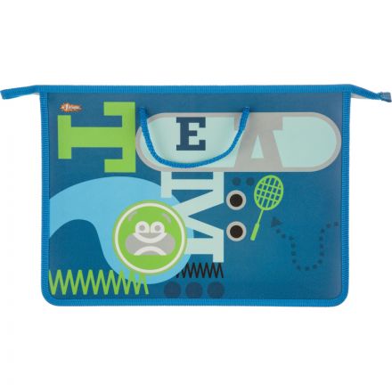 Папка для тетрадей №1School Team салат А4 на молн с руч,пластик, 45мм,ПТ-15