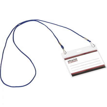 Бейдж Attache Economy 78x96 150мкм,шнур.2заж 45см син, вкладыш 60x90 5шт/уп