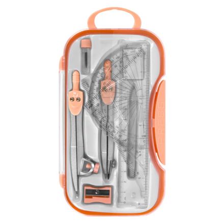Готовальня BRAUBERG SCHOOL KIT, 11 предметов, циркуль 115 мм, циркуль 125 мм, чертежные принадлежности, персиковый цвет, 210717 Готовальня BRAUBERG SCHOOL KIT, 11 предметов, циркуль 115 мм, циркуль 125 мм, чертежные принадлежности, персиковый цвет, 210717