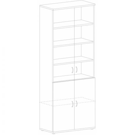 Шкаф высокий Стратегия серый (дерево/стекло, 836x435x2175 мм)