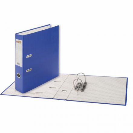 Папка-регистратор STAFF "Manager" с покрытием из ПВХ, 70 мм, без уголка, синяя, 225207