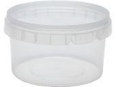Контейнер 0,240л. круглый  d-95 мм, с бесцветной крышкой  бесцветный