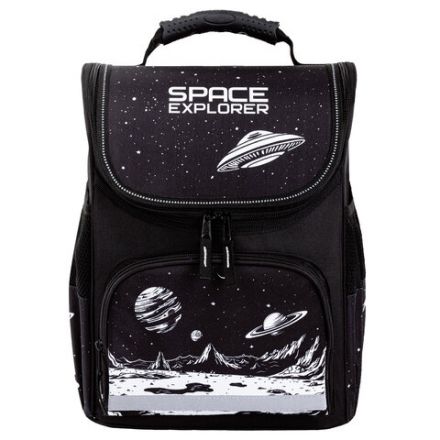 Ранец ПИФАГОР BASIC, 1 отделение, 3 кармана, эргономичная спинка, "Space invader", 35х28х18 см, 273140