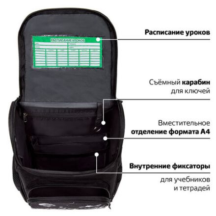 Ранец ПИФАГОР BASIC, 1 отделение, 3 кармана, эргономичная спинка, "Space invader", 35х28х18 см, 273140