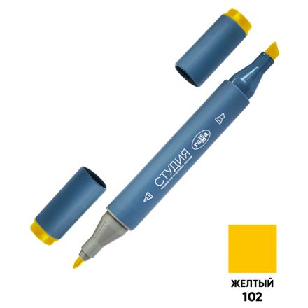 Маркер двусторонний для скетчинга Гамма "Студия", желтый, корпус трехгранный, пулевид./клиновид. наконечники