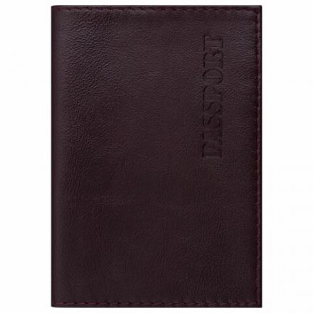 Обложка для паспорта натуральная кожа "Virginia", "PASSPORT", бордовая, BRAUBERG, 237187