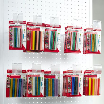 Крючки металлические с ценникодержателями на перфорированную стойку, КОМПЛЕКТ 10 шт., 505591