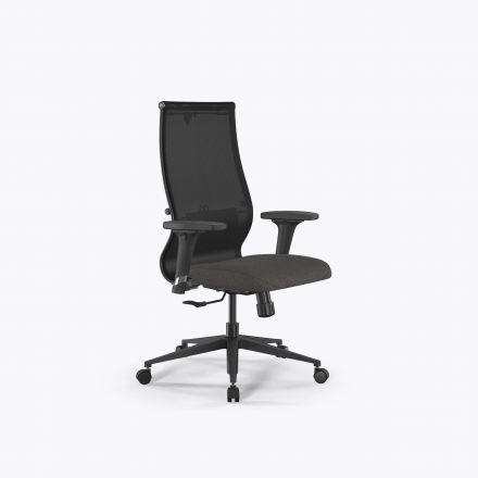 Кресло SynchroSit 10 B2-165D - T+Bahama /Kb00/Wh12/D02P(M20.B11.G19.W02) Черный-Тем.серый
