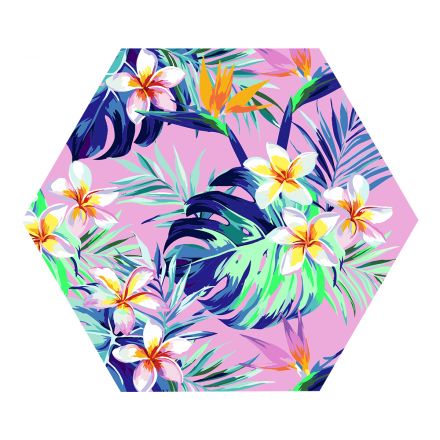 Картина по номерам на фигурном холсте ТРИ СОВЫ "Тропический сад", форма многоугольник, с акриловыми красками и кистями