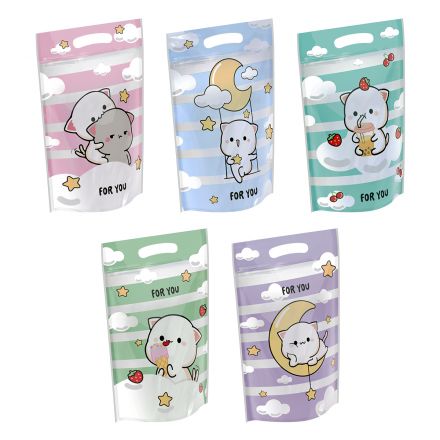 Набор подарочных пакетов 15*22 см, зип-лок, MESHU "Забавные котята", 35шт.