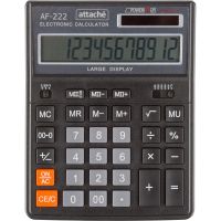 Калькулятор настольный ПОЛН/Р Attache AF-222, 12раз, дв.пит,203x158мм, черн