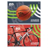 Альбом для рисования 20л., А4, на скрепке BG "На спорте"