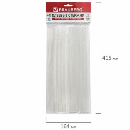 Клеевые стержни, диаметр 11 мм, длина 300 мм, прозрачные, КОМПЛЕКТ 16 штук, BRAUBERG, 670295 Клеевые стержни, диаметр 11 мм, длина 300 мм, прозрачные, КОМПЛЕКТ 16 штук, BRAUBERG, 670295