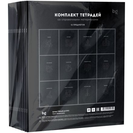 Комплект (12 шт.) предметных тетрадей 48л., BG "Минимализм", выб.лак