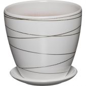 Горшок керамический с подставкой, 1,4л., Д145 Ш145 В130, белый,BH-04-1 Горшок керамический с подставкой, 1,4л., Д145 Ш145 В130, белый,BH-04-1