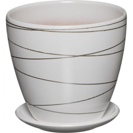 Горшок керамический с подставкой, 1,4л., Д145 Ш145 В130, белый,BH-04-1