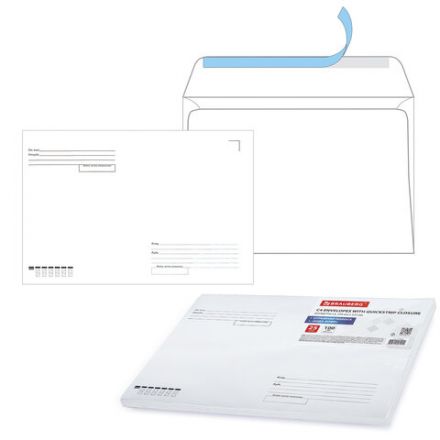 Конверты С4 (229х324 мм), отрывная лента, "Куда-Кому", 100 г/м2, КОМПЛЕКТ 25 шт., BRAUBERG, 121853 Конверты С4 (229х324 мм), отрывная лента, "Куда-Кому", 100 г/м2, КОМПЛЕКТ 25 шт., BRAUBERG, 121853